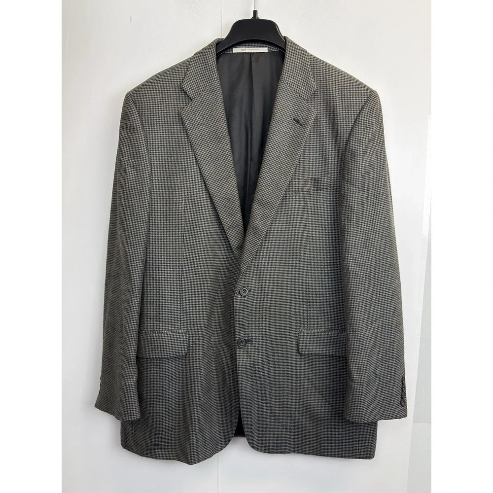 HICKEY FREEMAN Grey/Brown Worsted Wool Mens 44L Blazer Sport Coat Jacket‎
